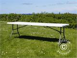 Parti forfait, 1 table pliante (240cm) + 8 chaises pliantes, Gris clair/Blanc