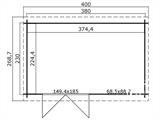 Medinis sandėliukas Asker 3,8x2,3x2,11m, 28mm, Natūrali medžio