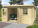 Wooden Shed Asker 3.8x2.75x2.11 m, 28 mm, Natural