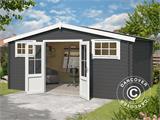 Wooden shed/cabin Sandvika 4.8x2.92x2.45 m, 28 mm, Dark Grey