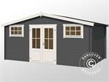 Wooden shed/cabin Sandvika 4.8x2.92x2.45 m, 28 mm, Dark Grey