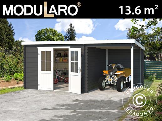 Wooden Shed Tartu w/ overhang 4.81x2.92x2.11 m, 28 mm, Dark Grey