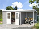 Wooden Shed Tartu w/ overhang 4.81x2.92x2.11 m, 28 mm, Light Grey