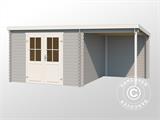 Wooden Shed Tartu w/ overhang 4.81x2.92x2.11 m, 28 mm, Light Grey