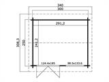 Medinis sandėliukas Stavanger 3x2,5x2,45m, 44mm, Natūrali