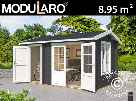 Wooden Cabin w/shed Maardu 3.9x2.4x2.51 m, 44 mm, Dark Grey